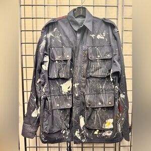 Faith Connexion Austin Blaisdell Painted Navy blue Military Field Jacket size S
